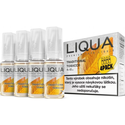 4-Pack Tradičný tabak LIQUA ELEMENTS E-LIQUID